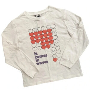 NWT Hundred Pieces “It Comes in Pieces” Long Sleeve White T-Shirt